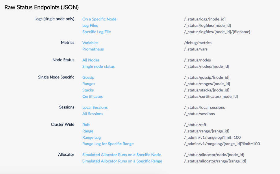 Raw Status Endpoints